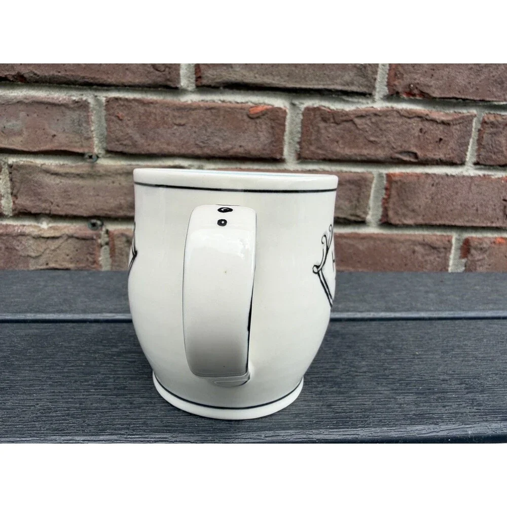 Hello There Coffee Mug Molly Hatch Art Anthropologie Cup White Black Blue Swirl
